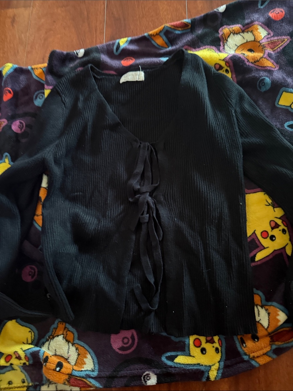 Black Tie-Front Women's  Sweater